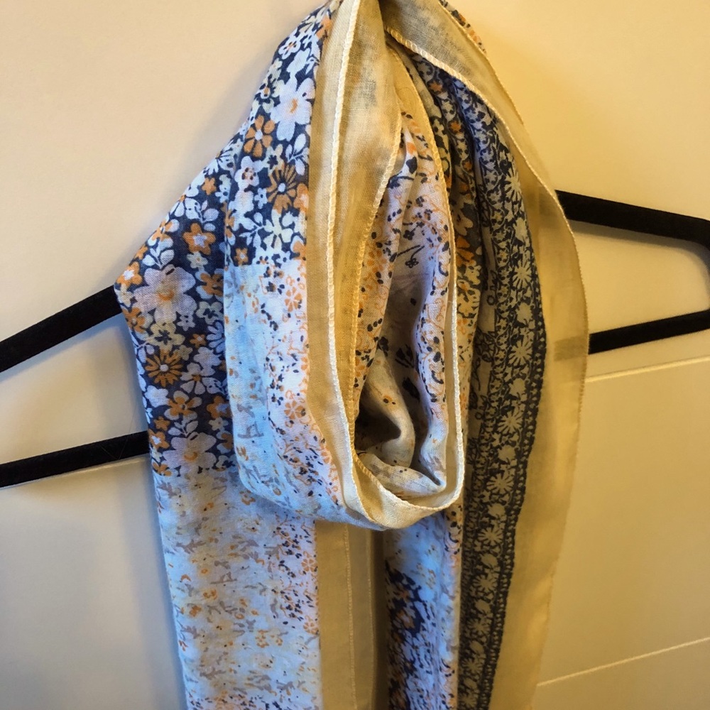 Blue and Orange Flower Scarf